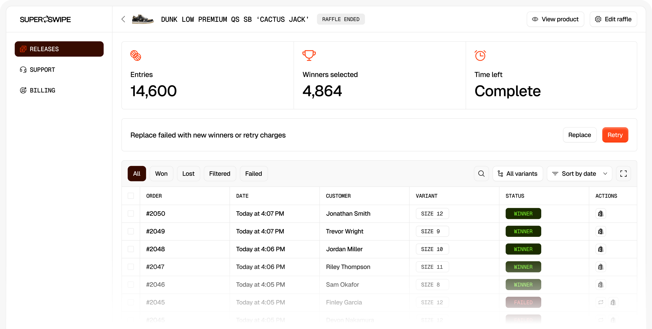 SuperSwipe UI Showcase